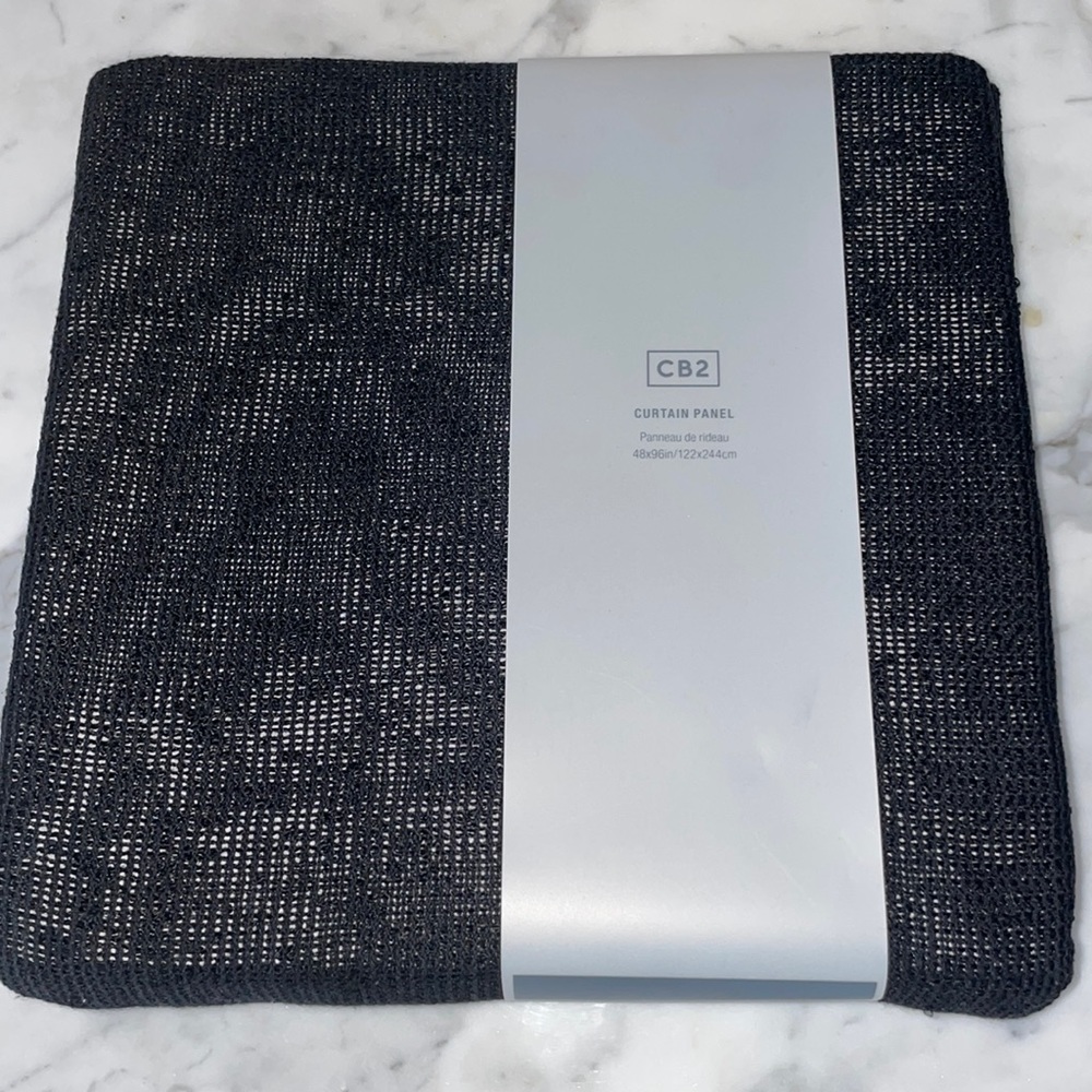 CB2 Black Linen Curtain Panel UNOPENED